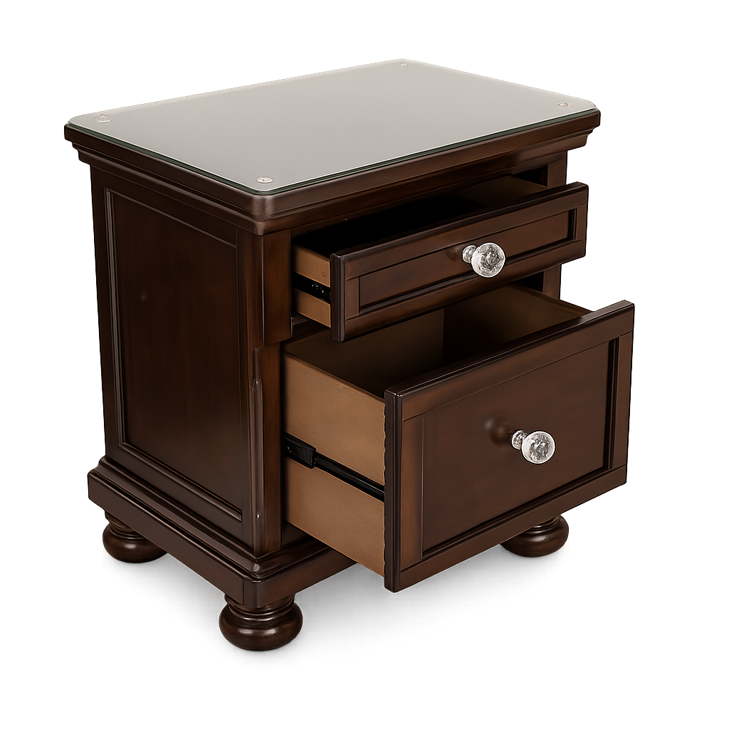 Harrington Glass-Top Nightstand